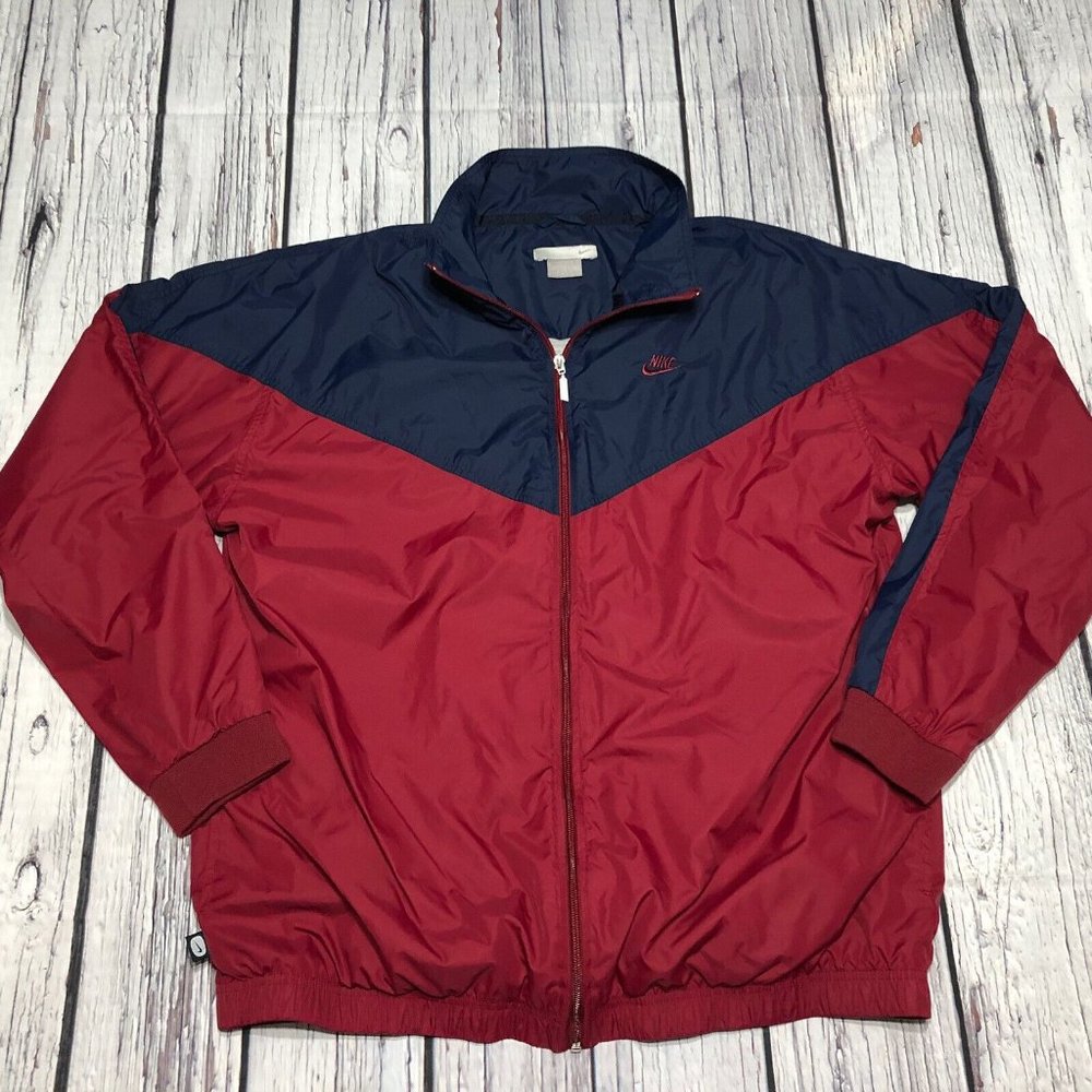Vtg Y2K Nike Windbreaker Full Zip Blue Maroon Jacket Mens Size XL Gray Tag